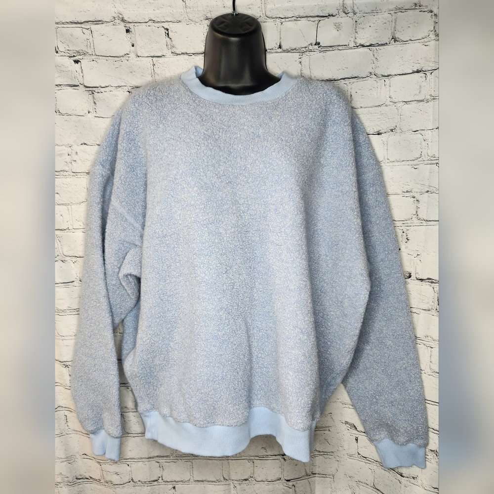 Outdoor Voices Wool Blend Fleece Oversized Light Blue Crew Neck Sweater Size XL - Picture 2 of 8